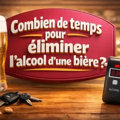 Un verre de bière, des clés de voiture et un éthylotest. Le message interroge sur le temps d'élimination de l'alcool.