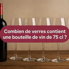 Une bouteille de vin rouge de 75 cl, prête à être servie dans plusieurs verres. Quelle quantité de vin pour chaque verre ?