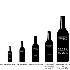 Comparaison de la taille bouteille vin : du Réhoboam (4,5L) au Melchisedec (30L), une collection impressionnante.