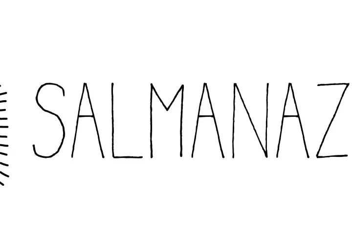 Logo SALMANAZAR avec une bouteille jaune stylisée, évoquant une bouteille de 9 litres.