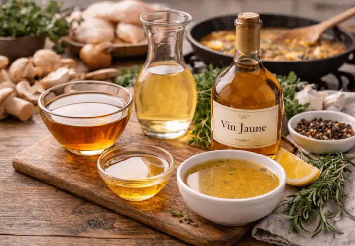 Vin Jaune, une excellente option par quoi remplacer le vermouth. Des ingrédients frais pour une cuisine savoureuse.