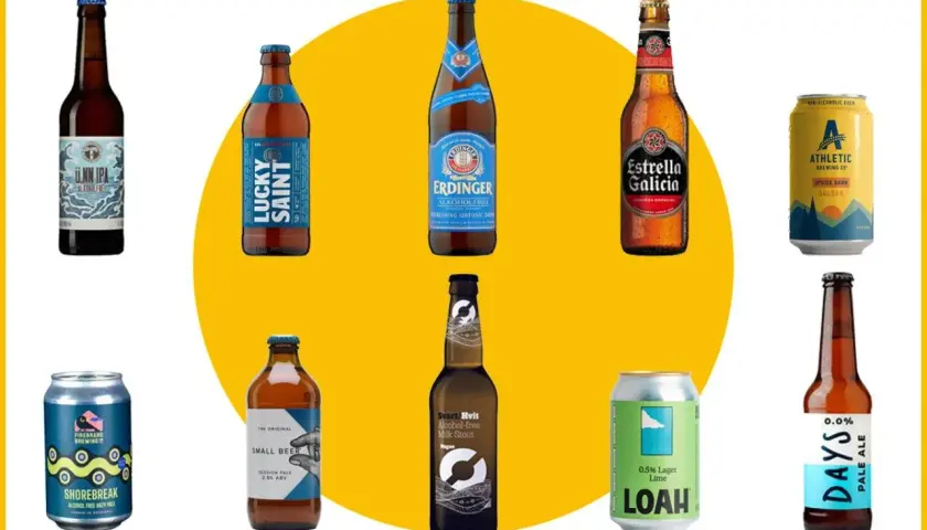 Collection de bières sans alcool. Aucune bière sans alcool n'est un danger, elles sont une alternative rafraîchissante.