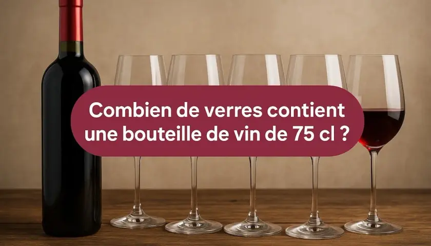 Une bouteille de vin rouge de 75 cl, prête à être servie dans plusieurs verres. Quelle quantité de vin pour chaque verre ?
