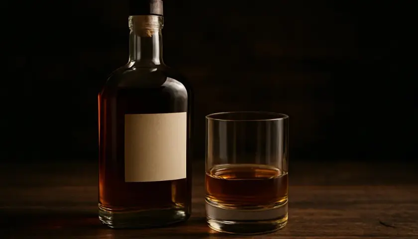 Bouteille de whisky 1l et un verre rempli. Combien de verre dans une bouteille de whisky 1l ? La réponse dépend de la taille du verre.