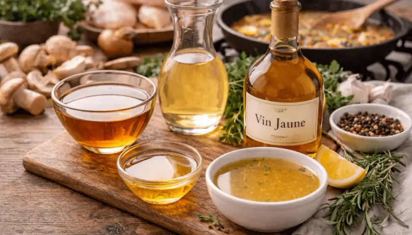 Vin Jaune, une excellente option par quoi remplacer le vermouth. Des ingrédients frais pour une cuisine savoureuse.