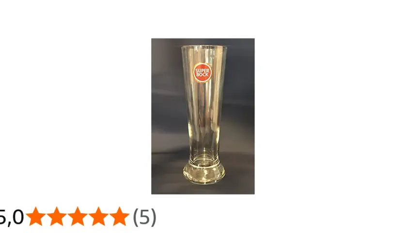 Verre à bière Super Bock, idéal pour déguster votre bock de bière préféré.