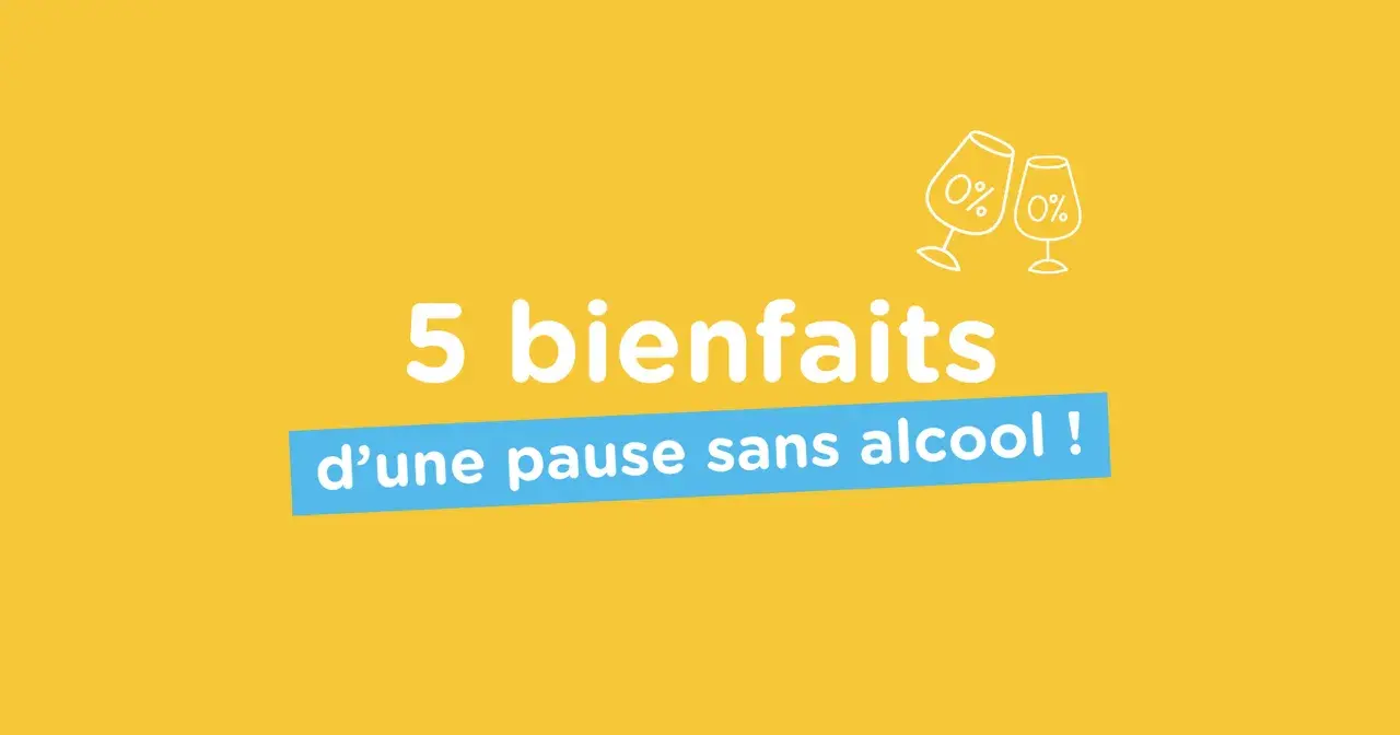 5 bienfaits d'une pause sans alcool ! Parfait pour un january dry. Deux verres vides avec 0% indiquent une pause rafraîchissante.