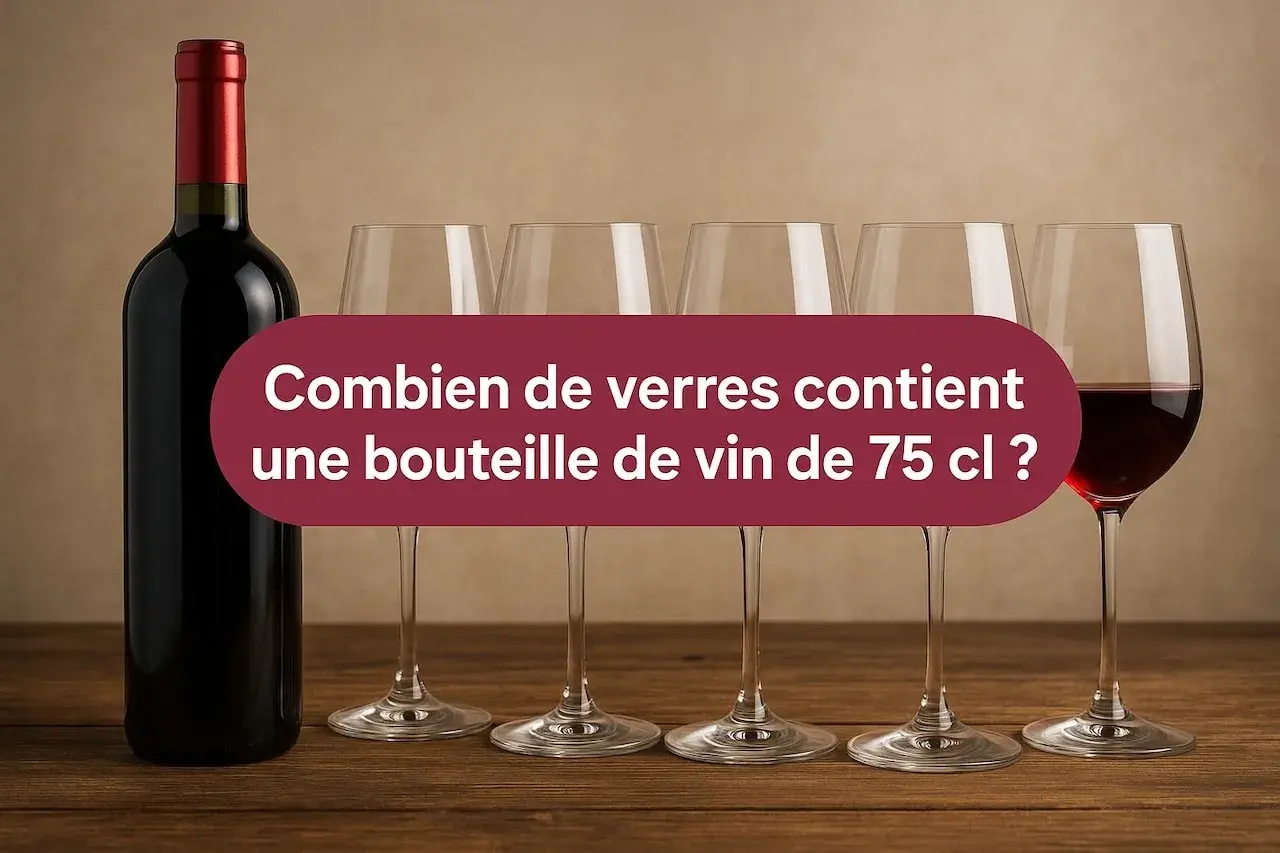 Une bouteille de vin rouge de 75 cl, prête à être servie dans plusieurs verres. Quelle quantité de vin pour chaque verre ?