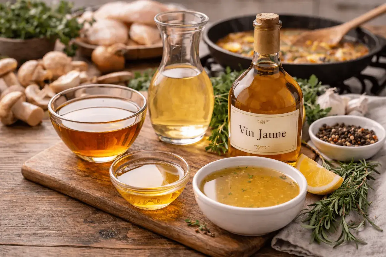 Vin Jaune, une excellente option par quoi remplacer le vermouth. Des ingrédients frais pour une cuisine savoureuse.